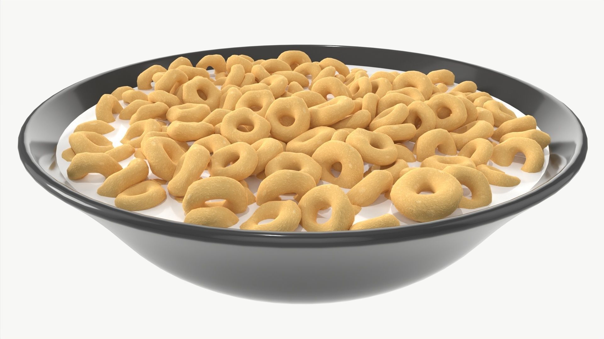 Bowl of Honey Cheerios with Milk 3D model_1