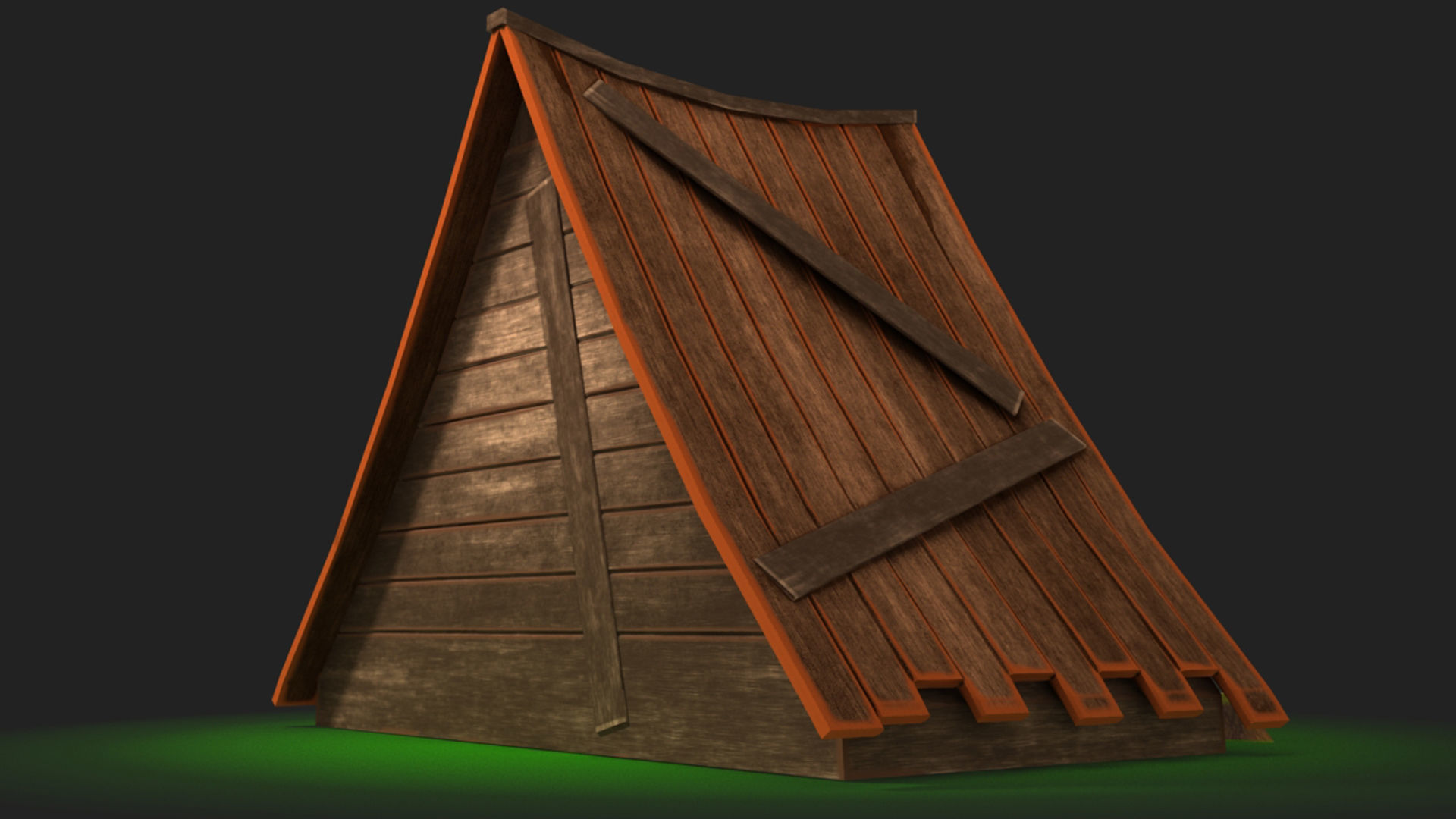 Wooden house Low-poly 3D model_2