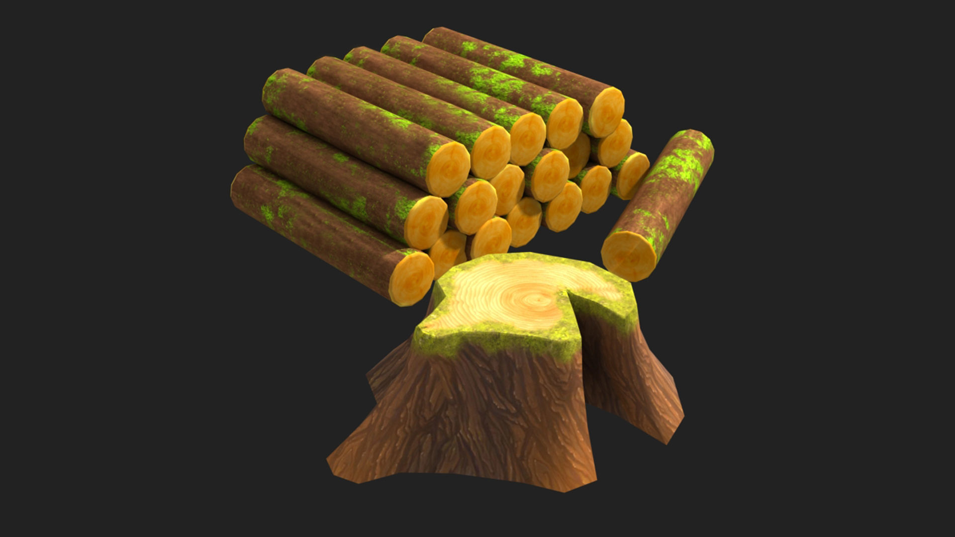 Wooden house Low-poly 3D model_1