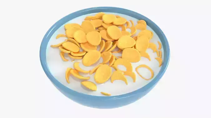 Bowl with Cornflakes 01 3D model
