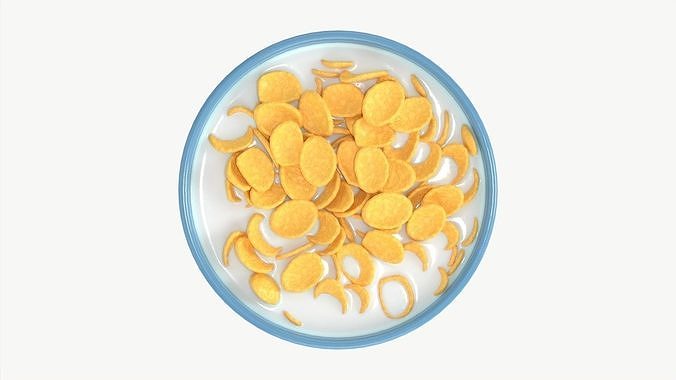 Bowl with Cornflakes 01 3D model 6