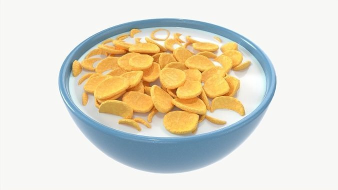 Bowl with Cornflakes 01 3D model 2