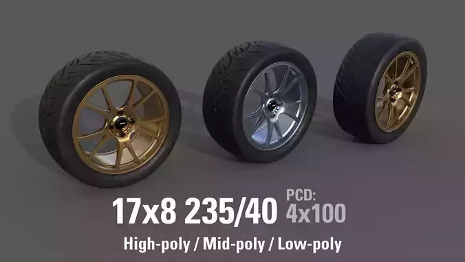 Konig Freeform 17x8 with Federal 595 RS 235 40 Low-poly 3D model