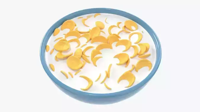 Bowl with Cornflakes 02 3D model
