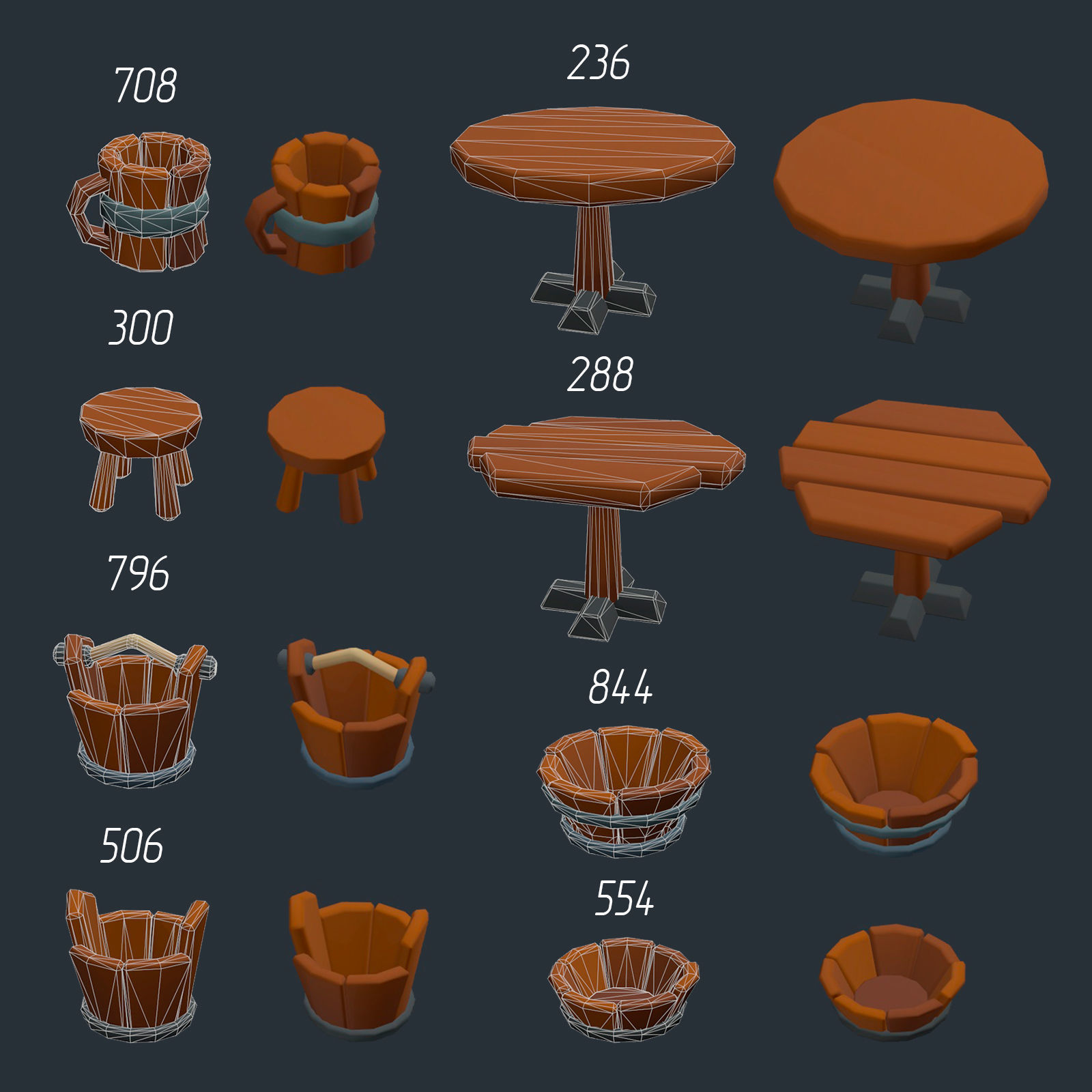 Stylized set of items Low-poly 3D model_18