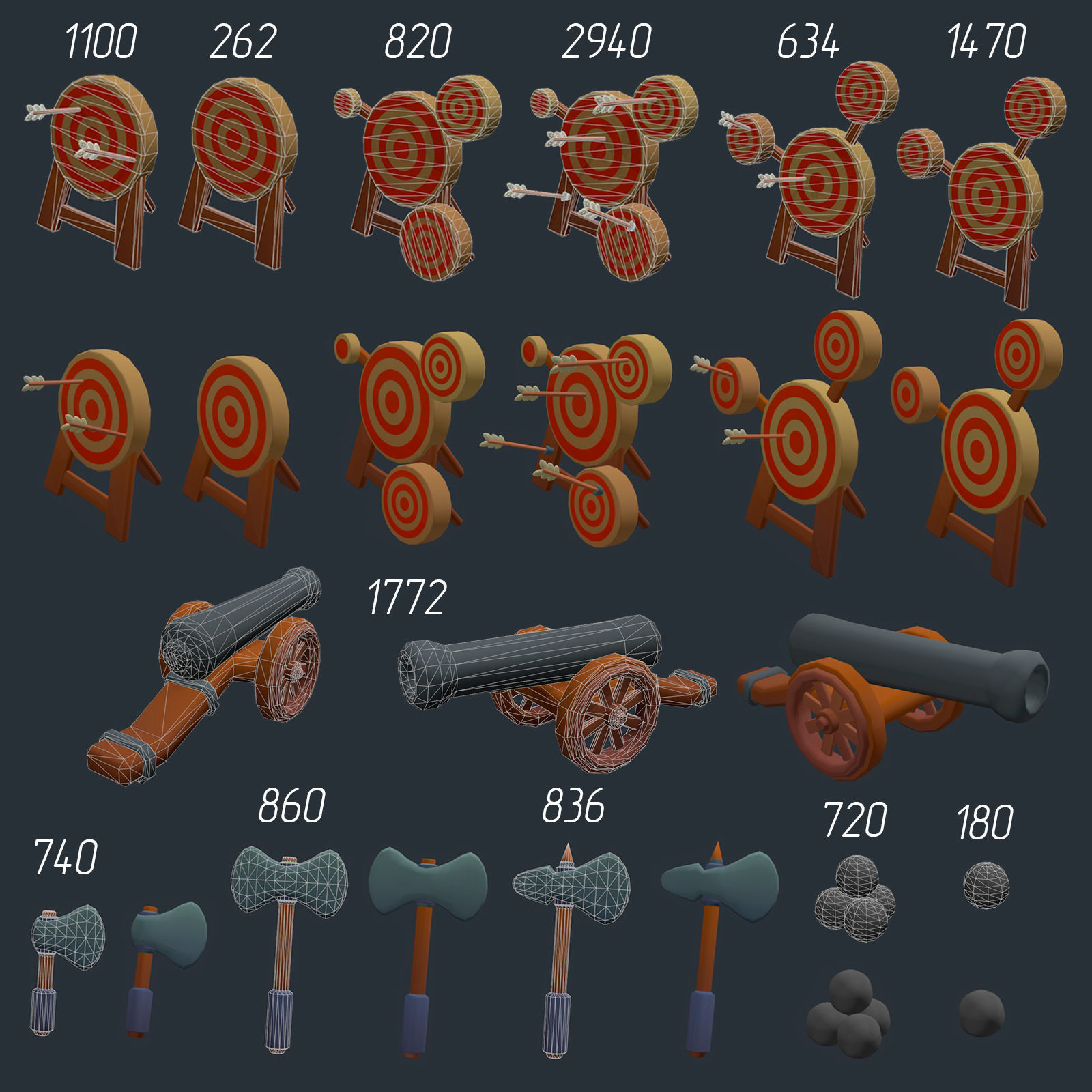 Stylized set of items Low-poly 3D model_26