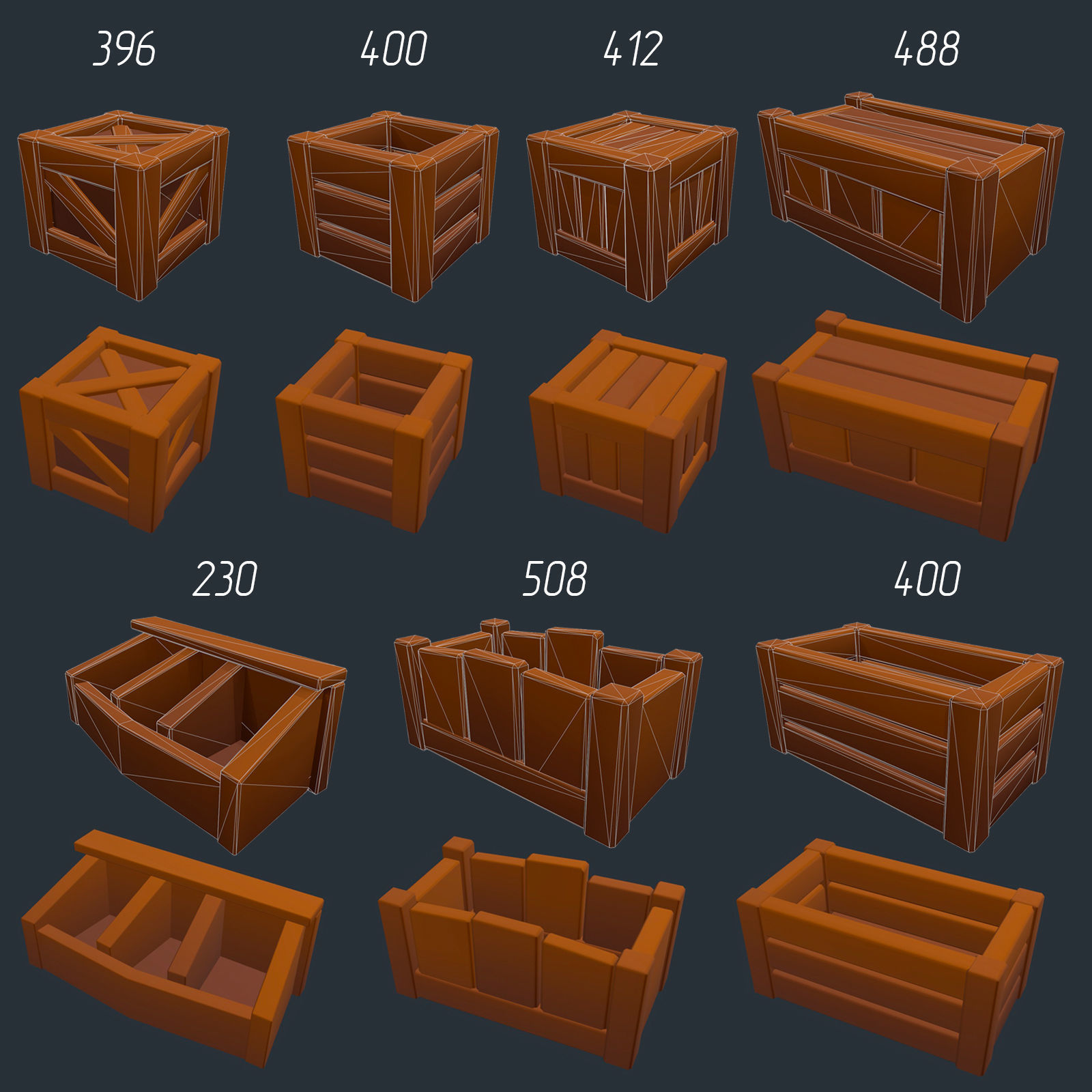 Stylized set of items Low-poly 3D model_32