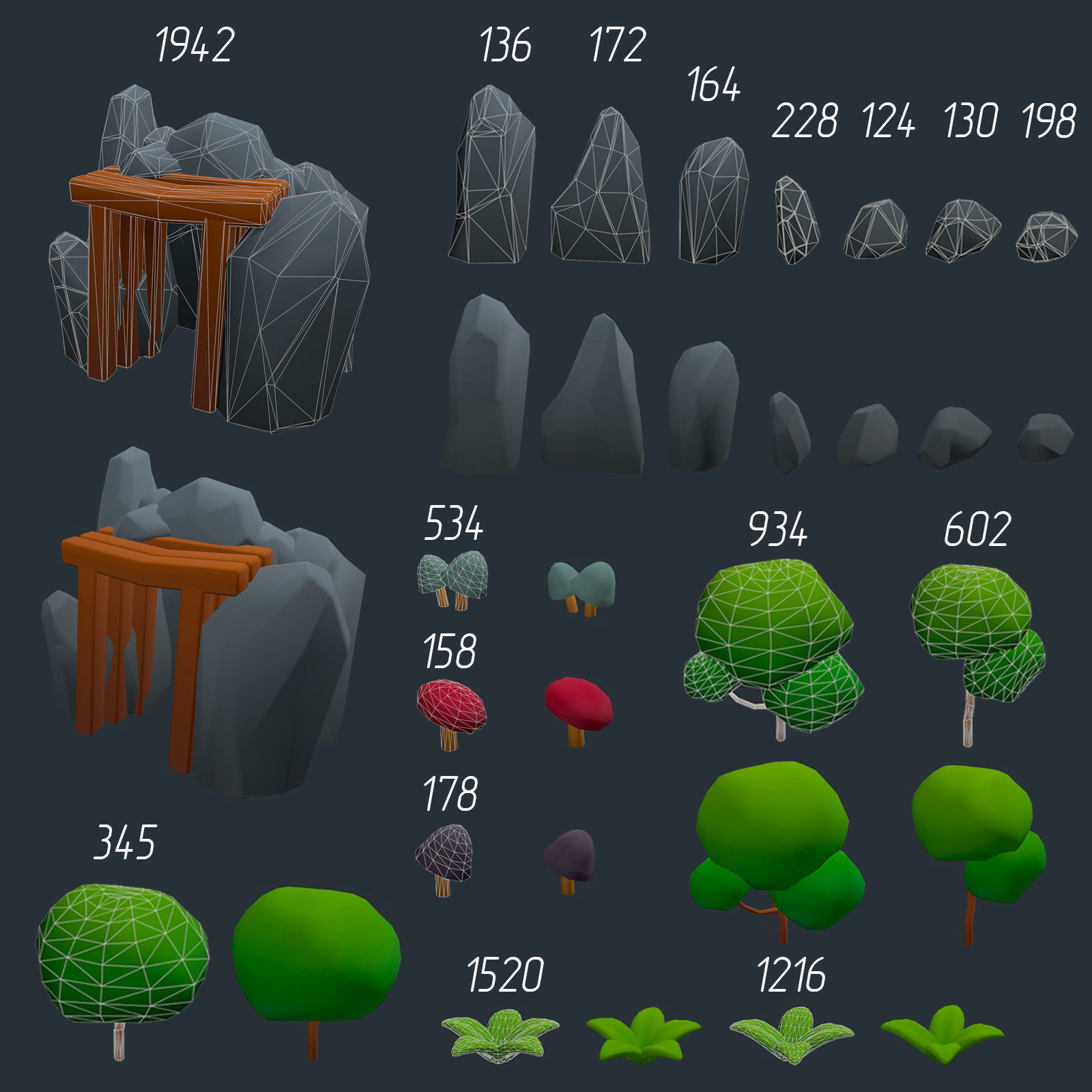 Stylized set of items Low-poly 3D model_33