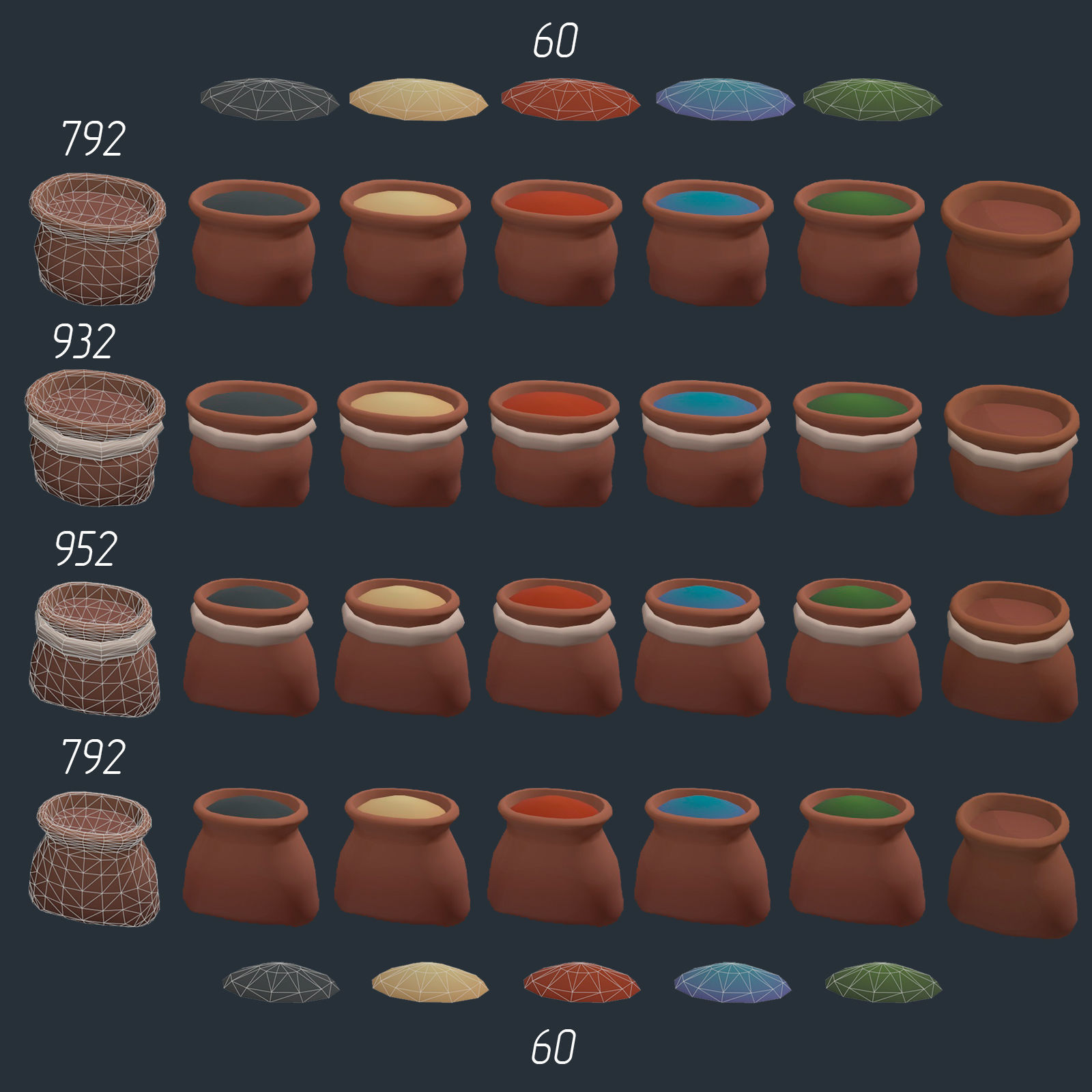 Stylized set of items Low-poly 3D model_15