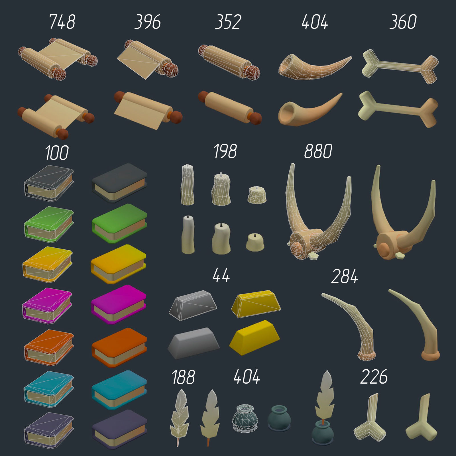 Stylized set of items Low-poly 3D model_19