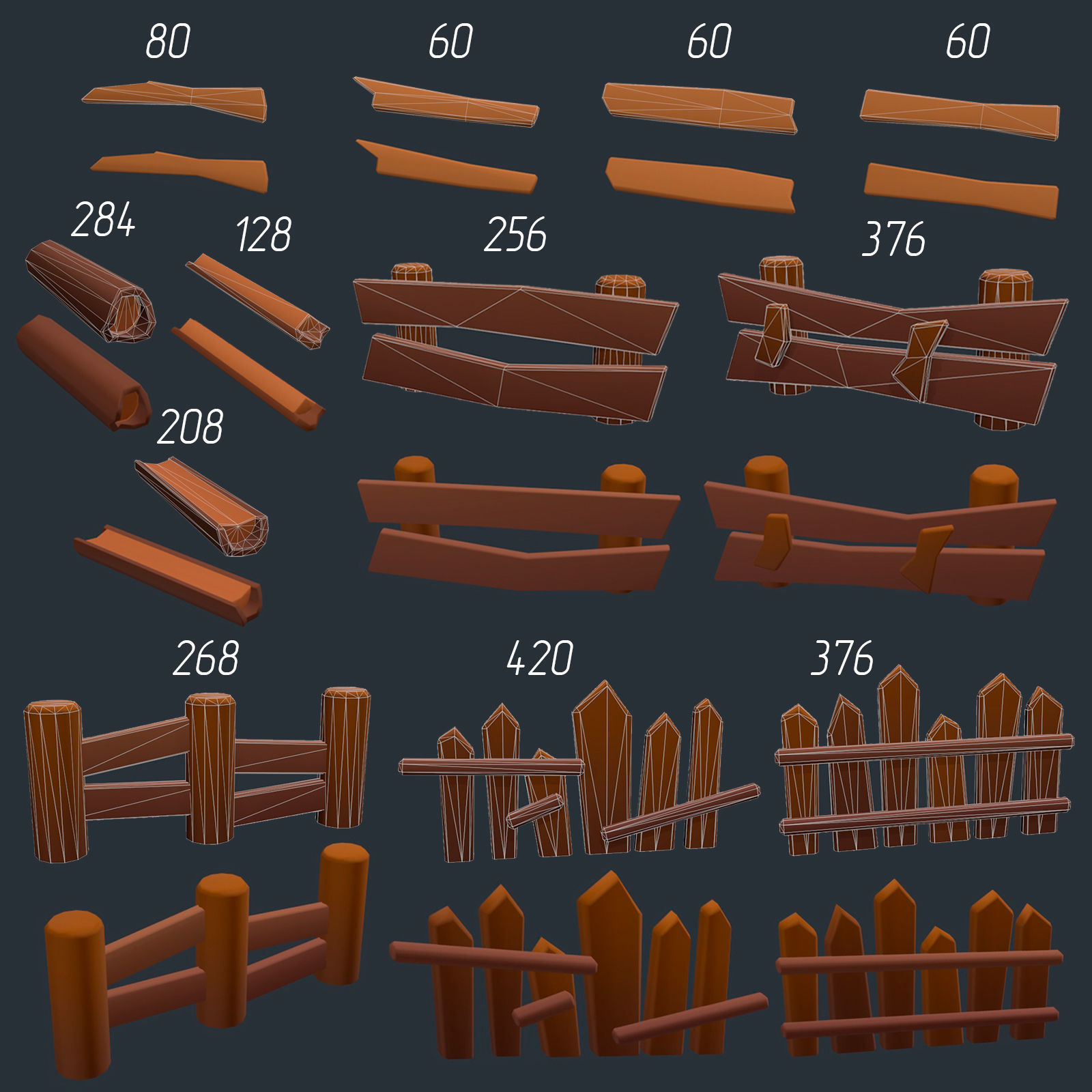 Stylized set of items Low-poly 3D model_22
