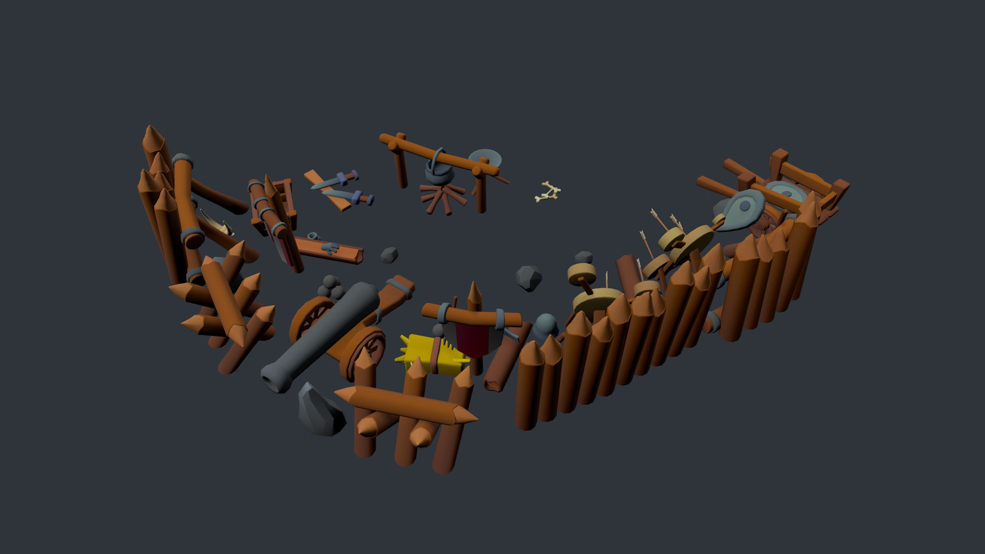 Stylized set of items Low-poly 3D model_14