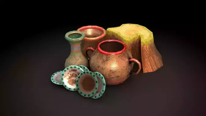 Pottery Plate and Log