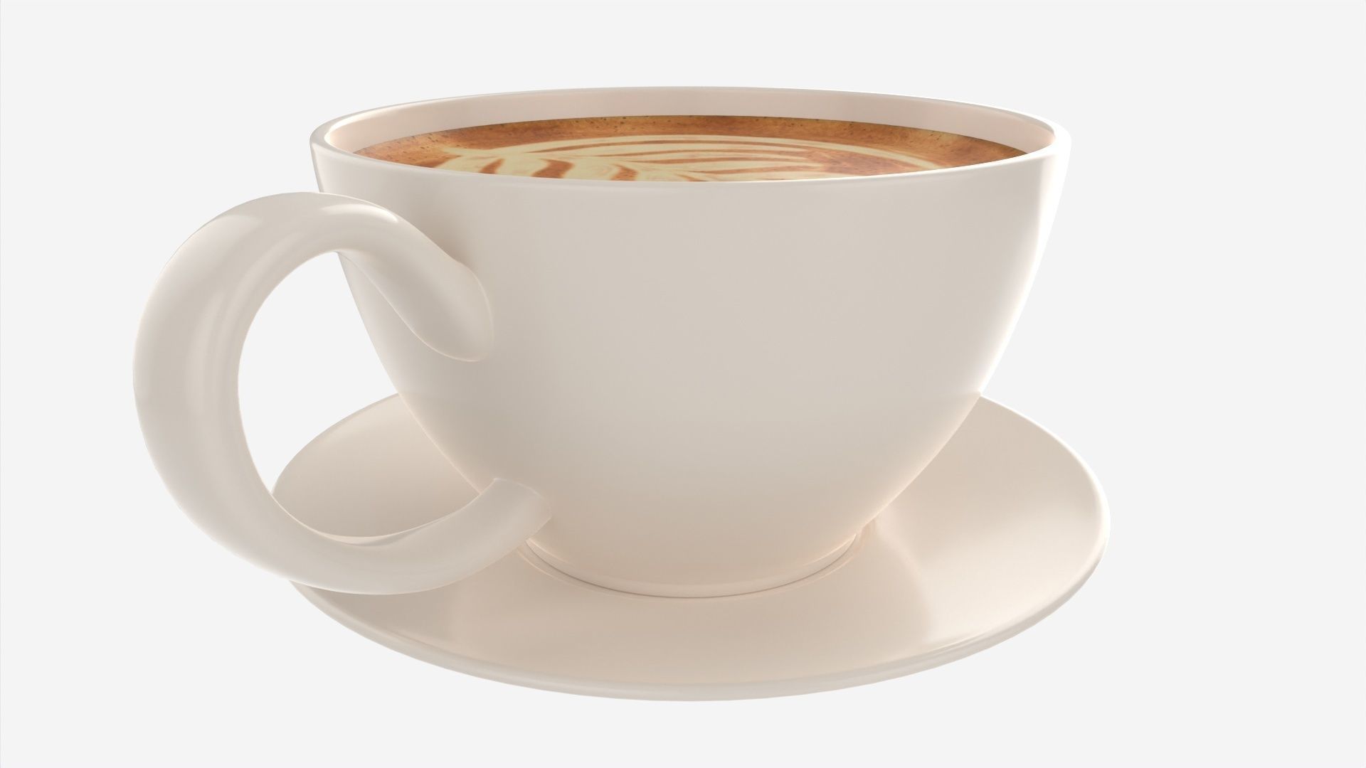 Coffee Latte in Mug With Saucer 01 3D model_2