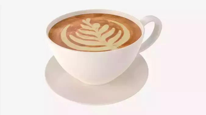 Coffee Latte in Mug With Saucer 01