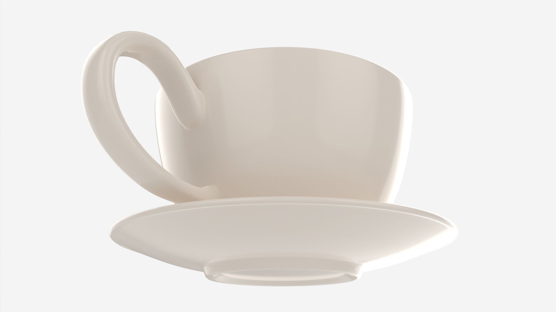 Coffee Latte in Mug With Saucer 01 3D model_3