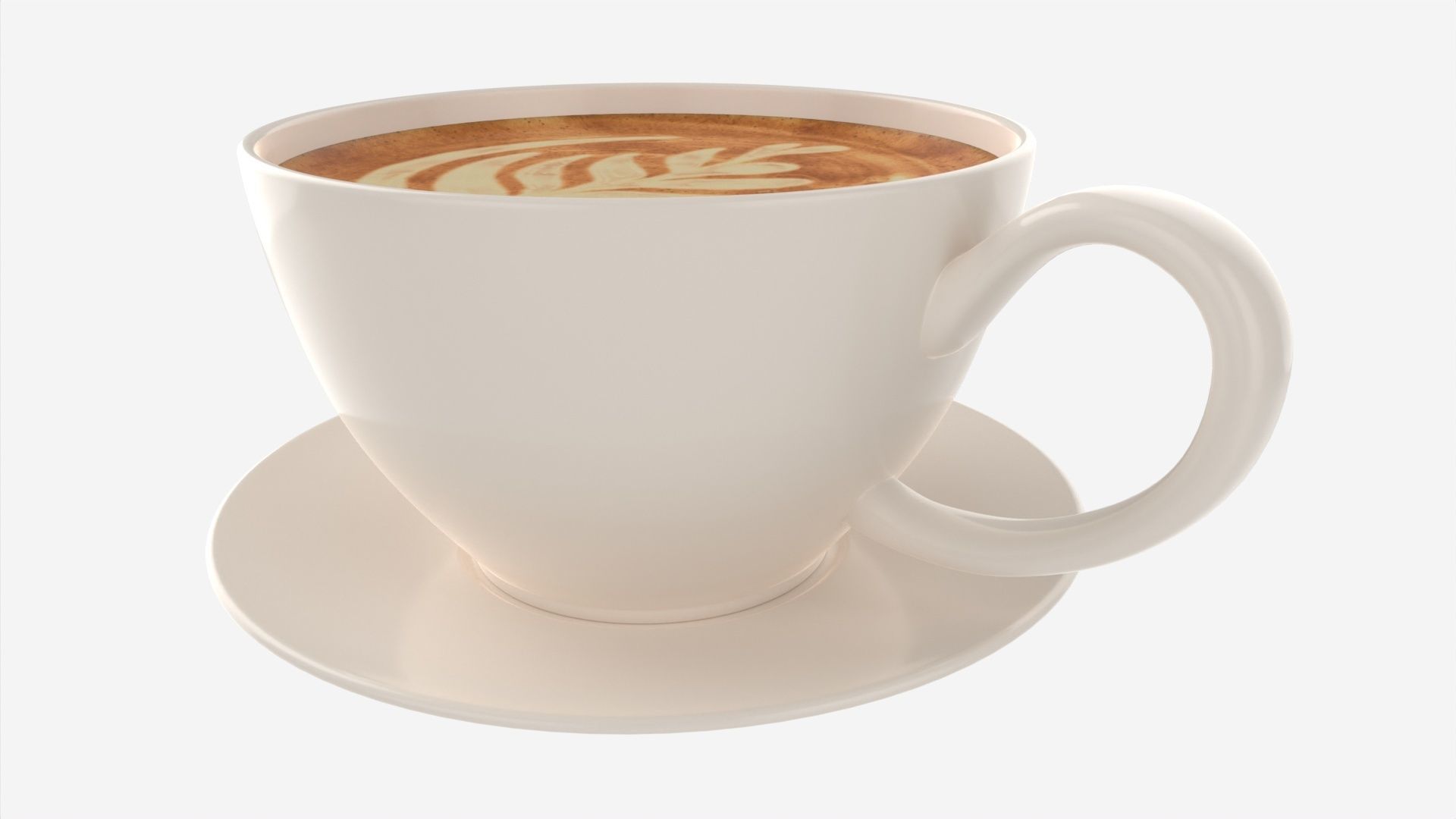 Coffee Latte in Mug With Saucer 01 3D model_1