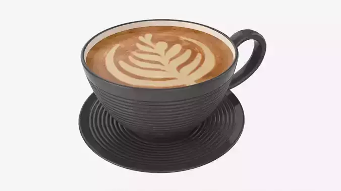 Coffee Latte in Mug With Saucer 03 3D model