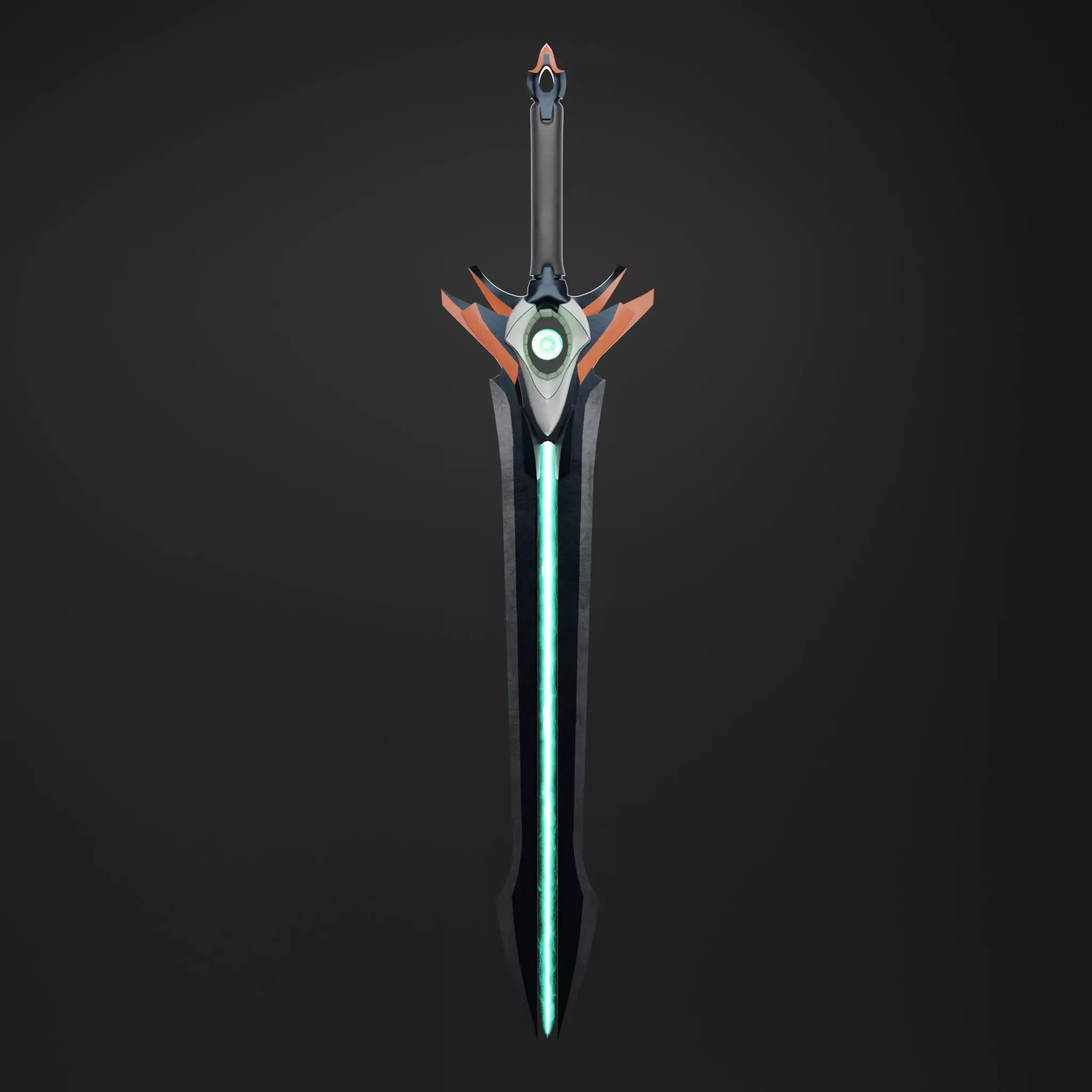 Magic Futuristic Sword Low-poly 3D model_0