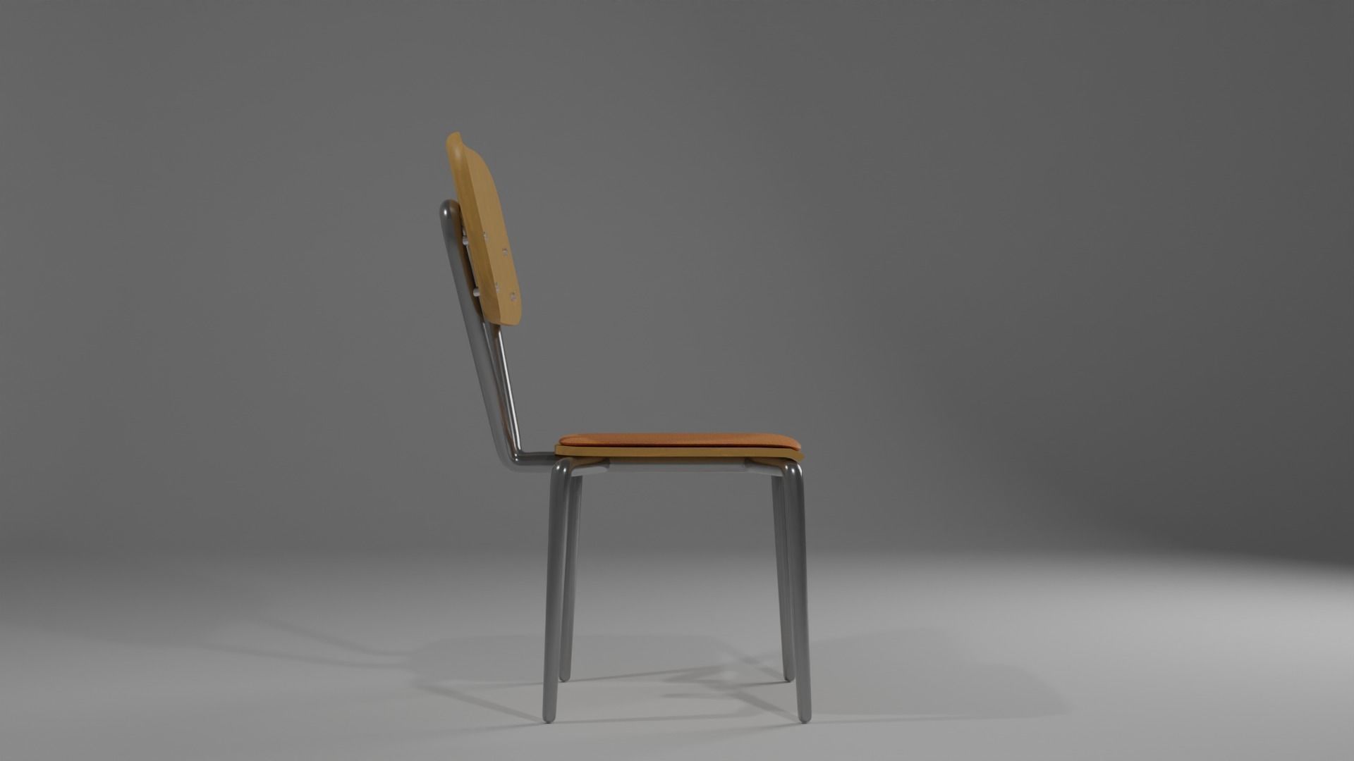 Modern Wooden Plastic Metal Chair 3D model_1