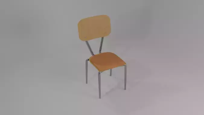  Modern Wooden Plastic Metal Chair 3D model