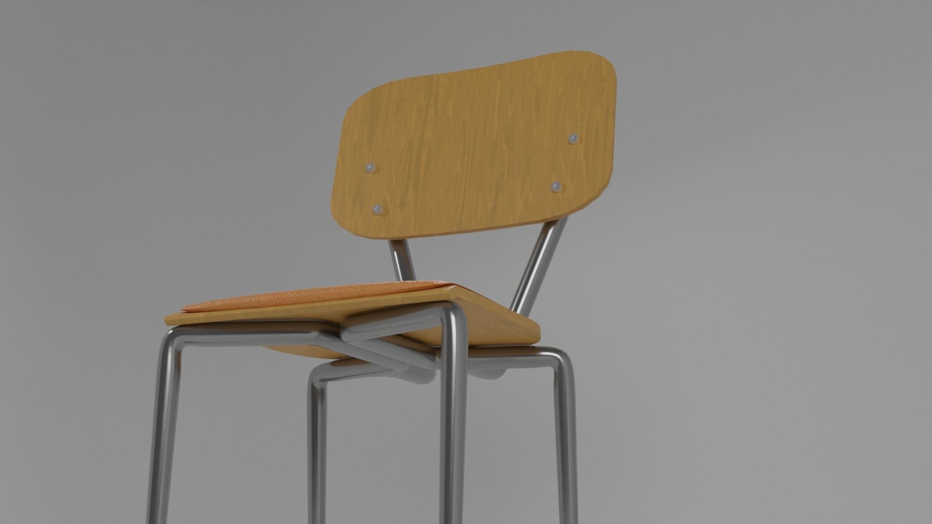 Modern Wooden Plastic Metal Chair 3D model_2