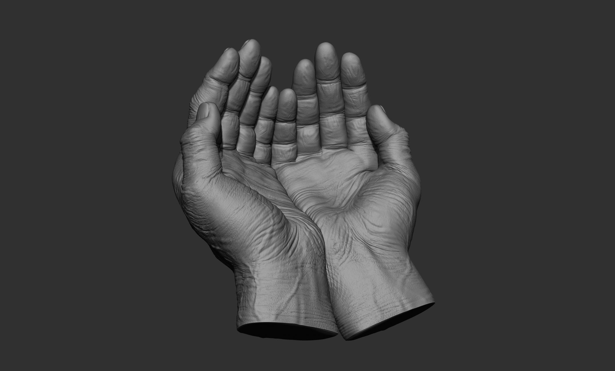 Old man hand poses 3D model_6