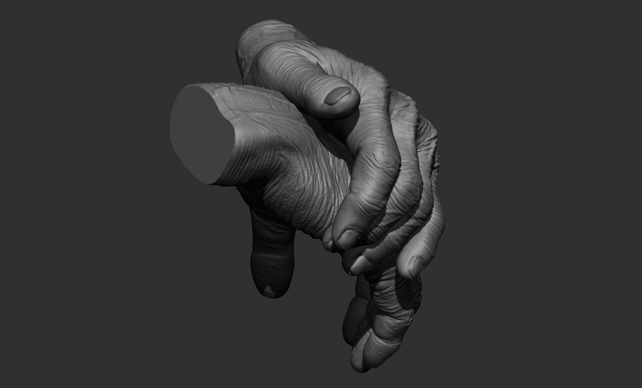 Old man hand poses 3D model_32