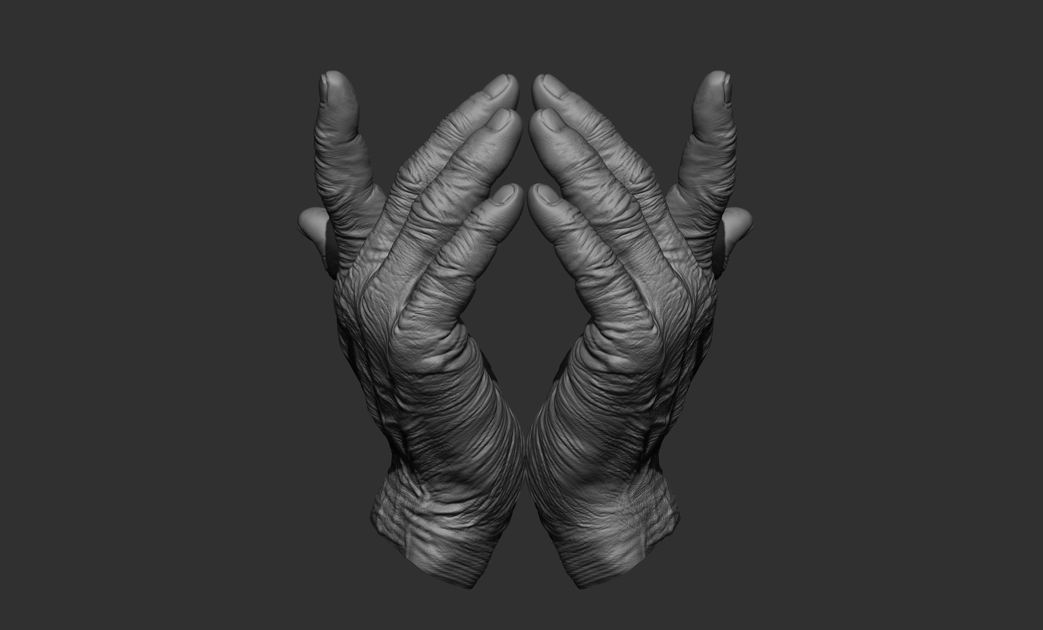 Old man hand poses 3D model_9