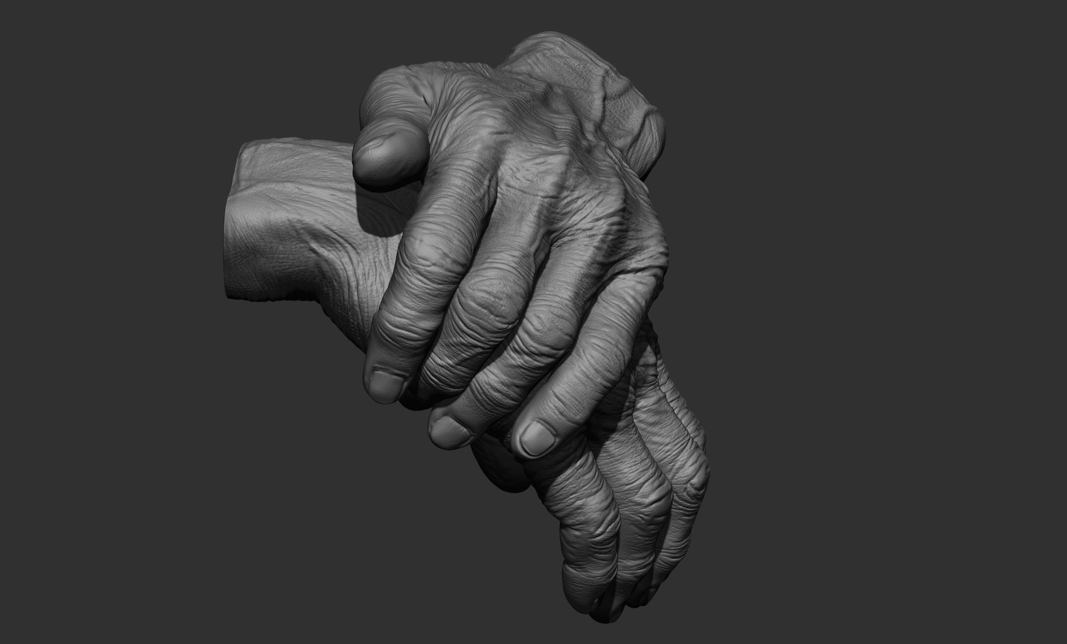 Old man hand poses 3D model_33