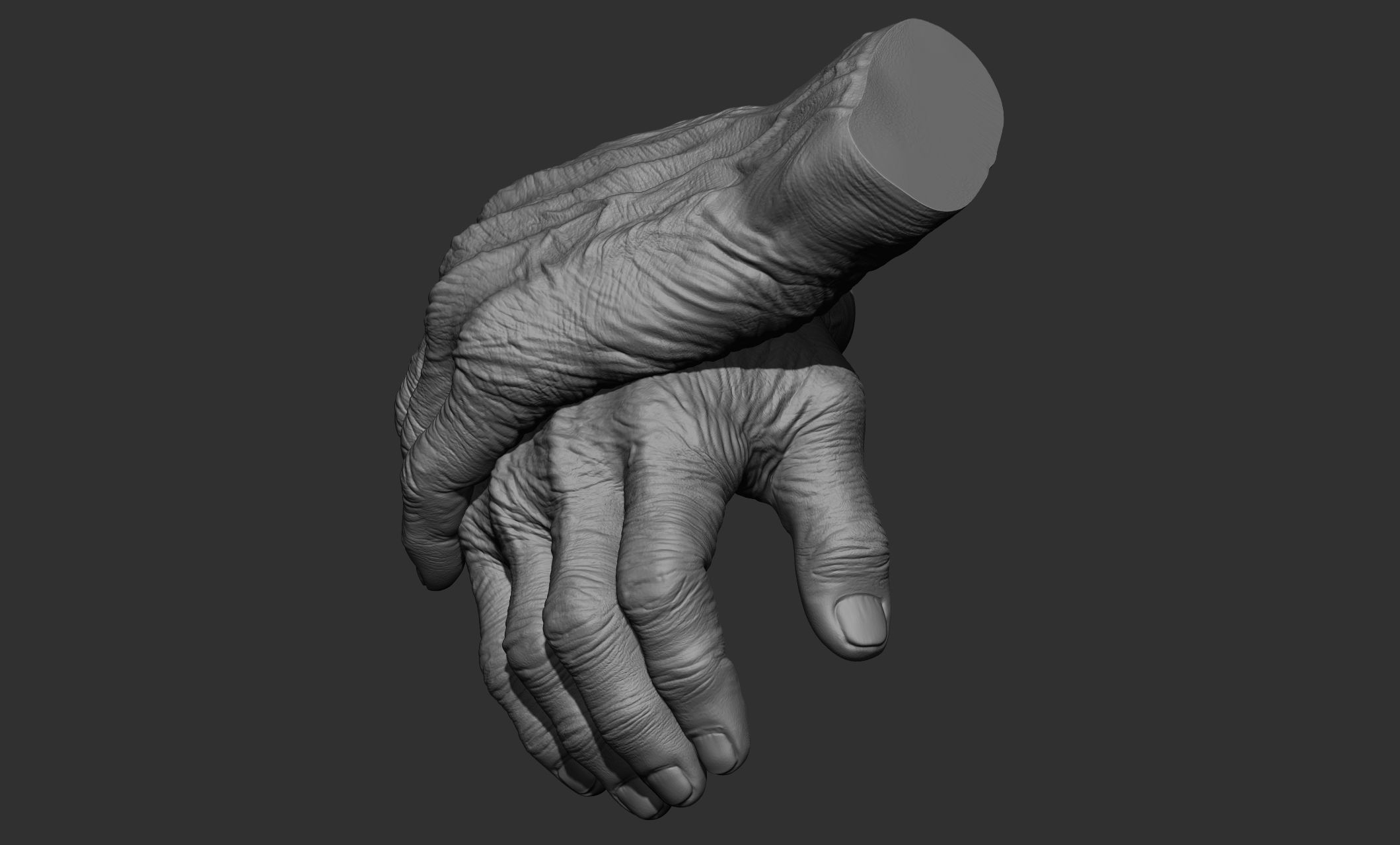 Old man hand poses 3D model_29