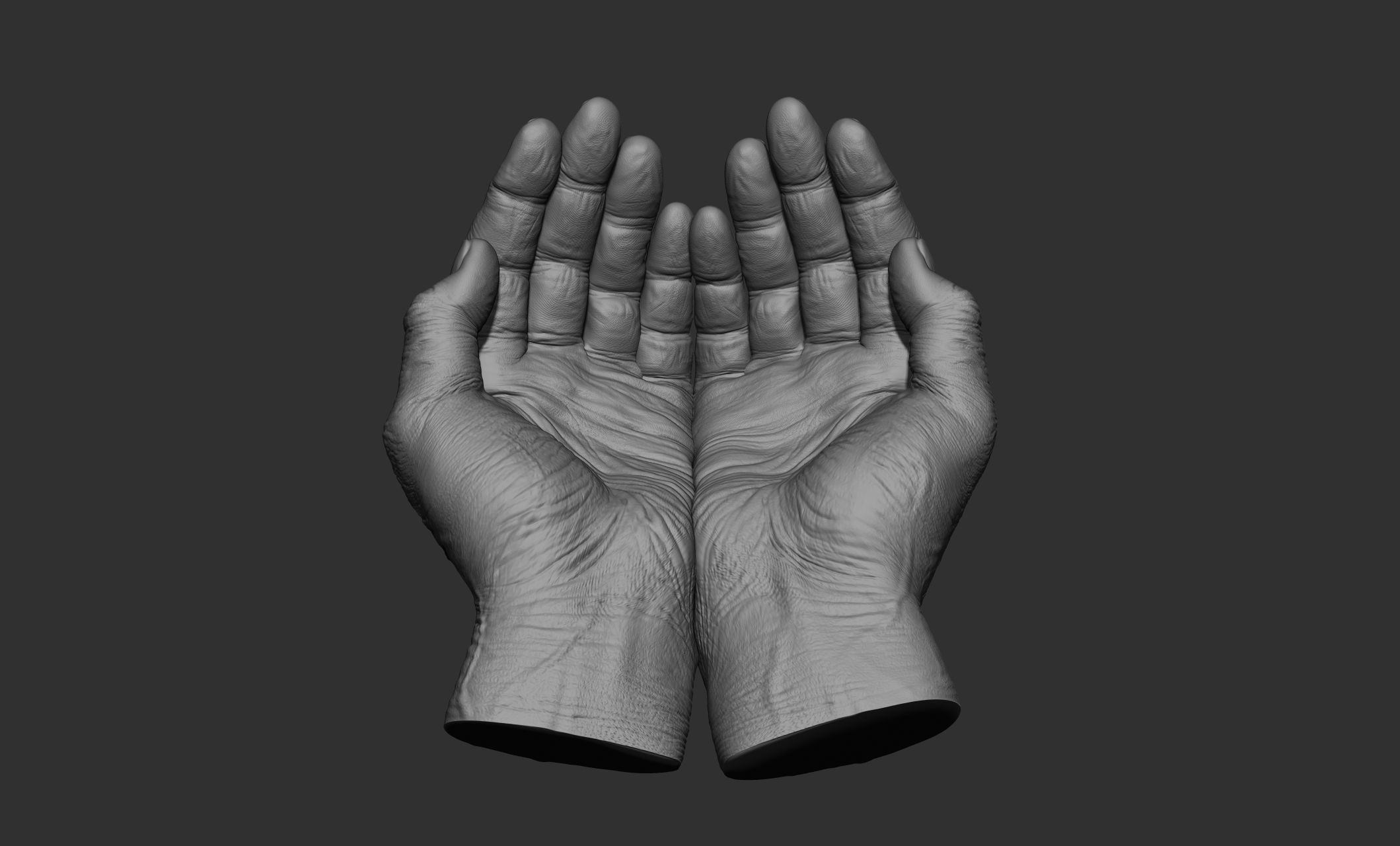 Old man hand poses 3D model_7
