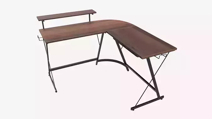 Desk with Monitor Stand Drawer 3D model