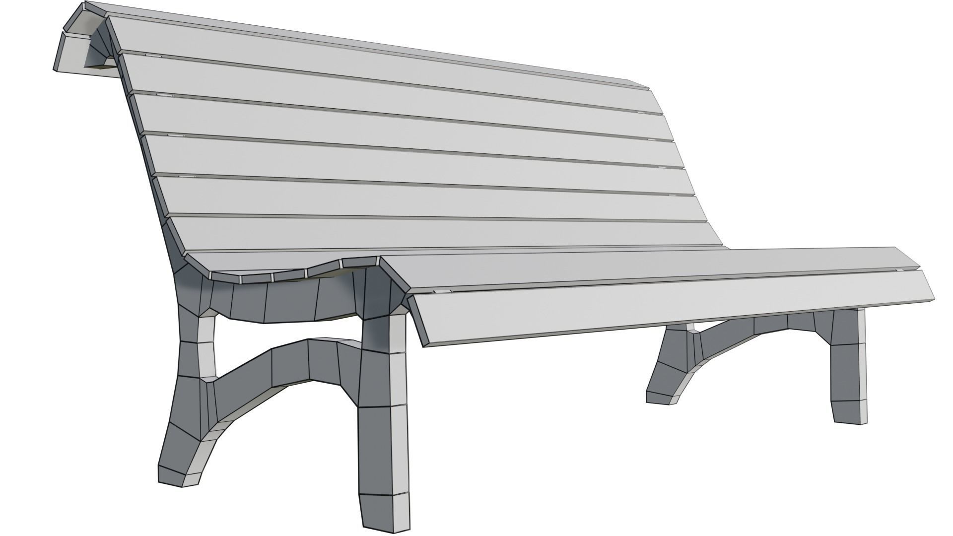 Park Lamp Post - Bench - Trash Low-poly 3D model_12