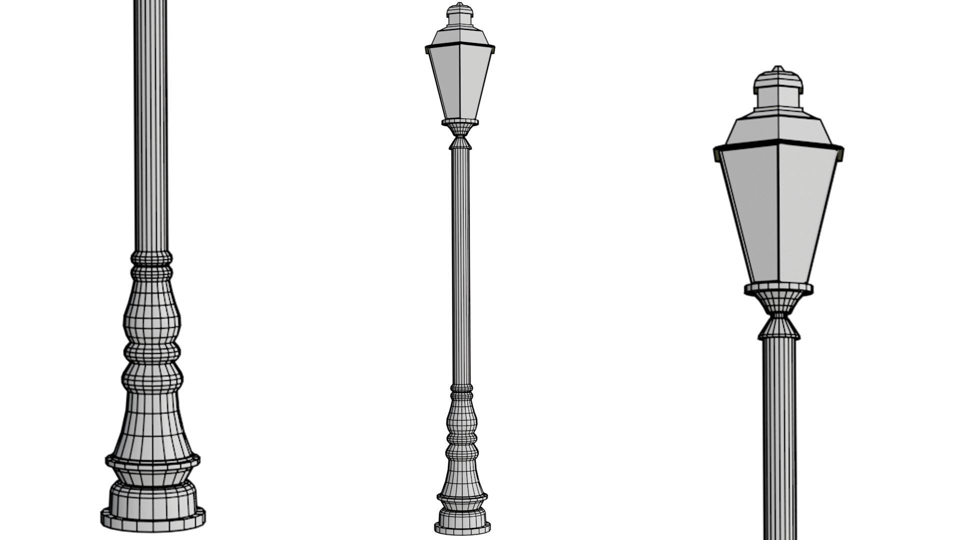 Park Lamp Post - Bench - Trash Low-poly 3D model_23