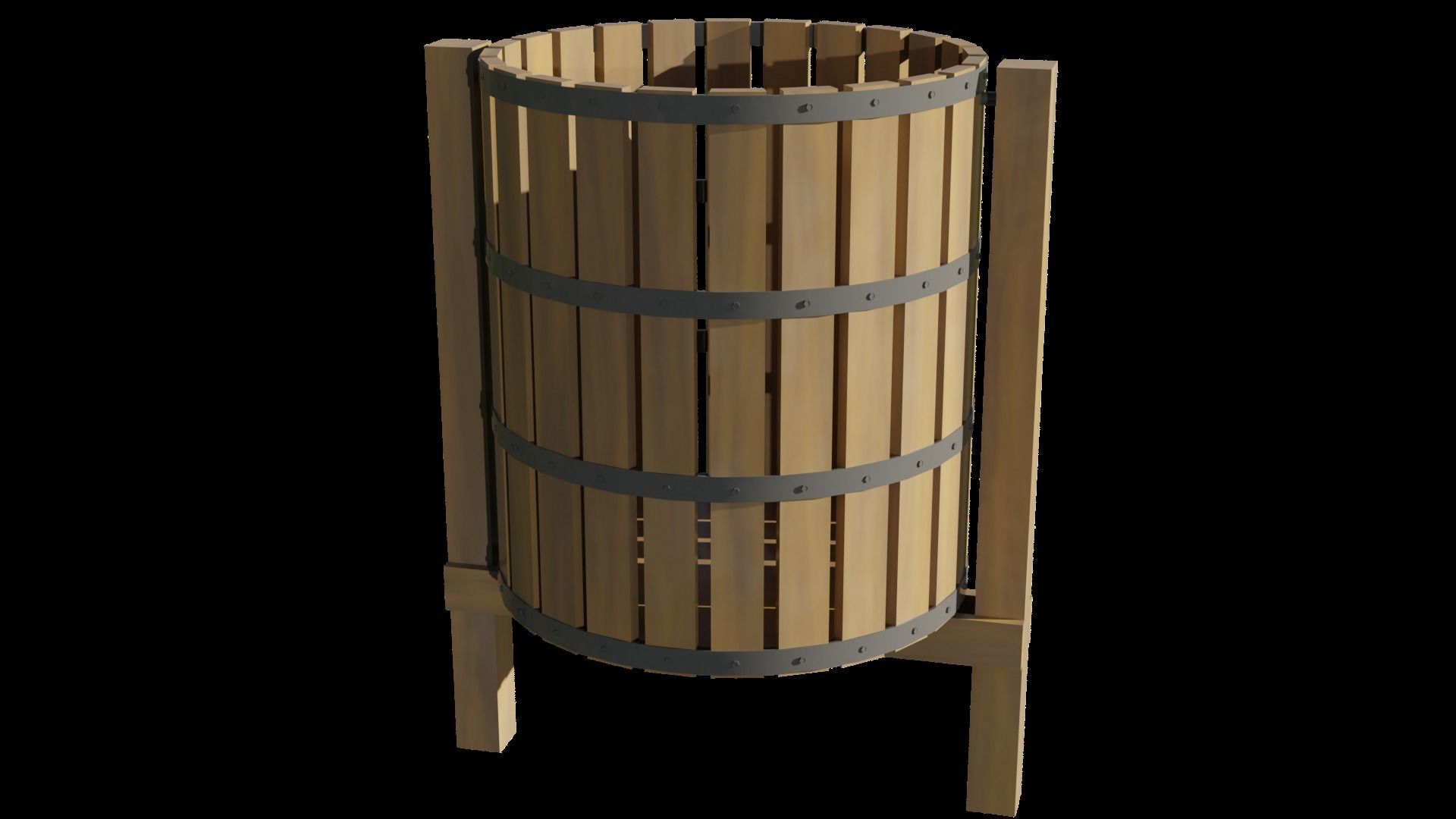 Park Lamp Post - Bench - Trash Low-poly 3D model_28