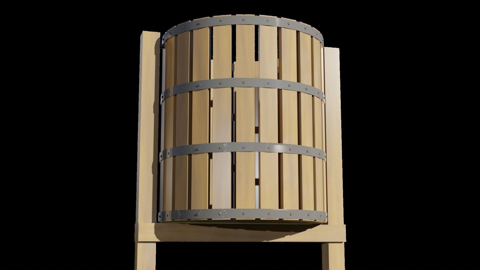 Park Lamp Post - Bench - Trash Low-poly 3D model_29