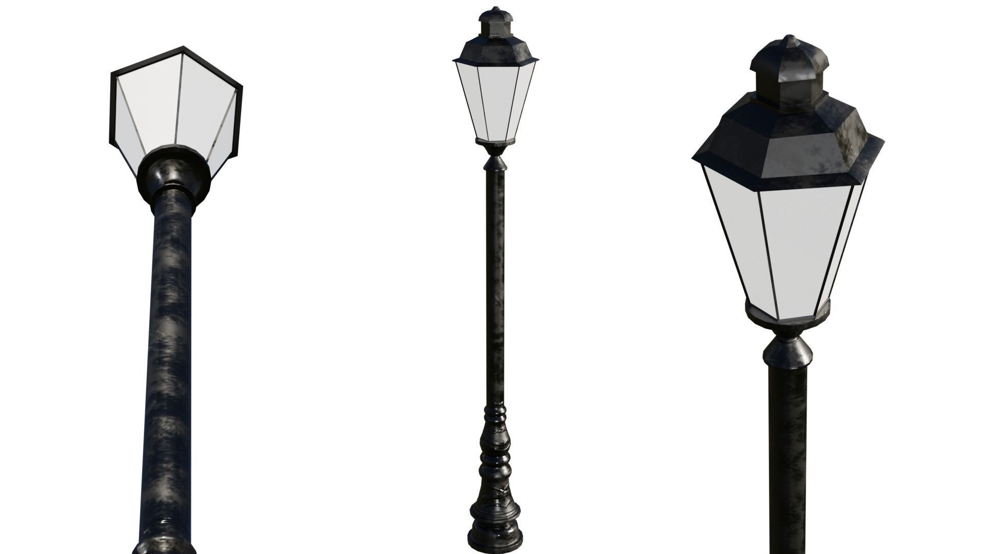 Park Lamp Post - Bench - Trash Low-poly 3D model_21