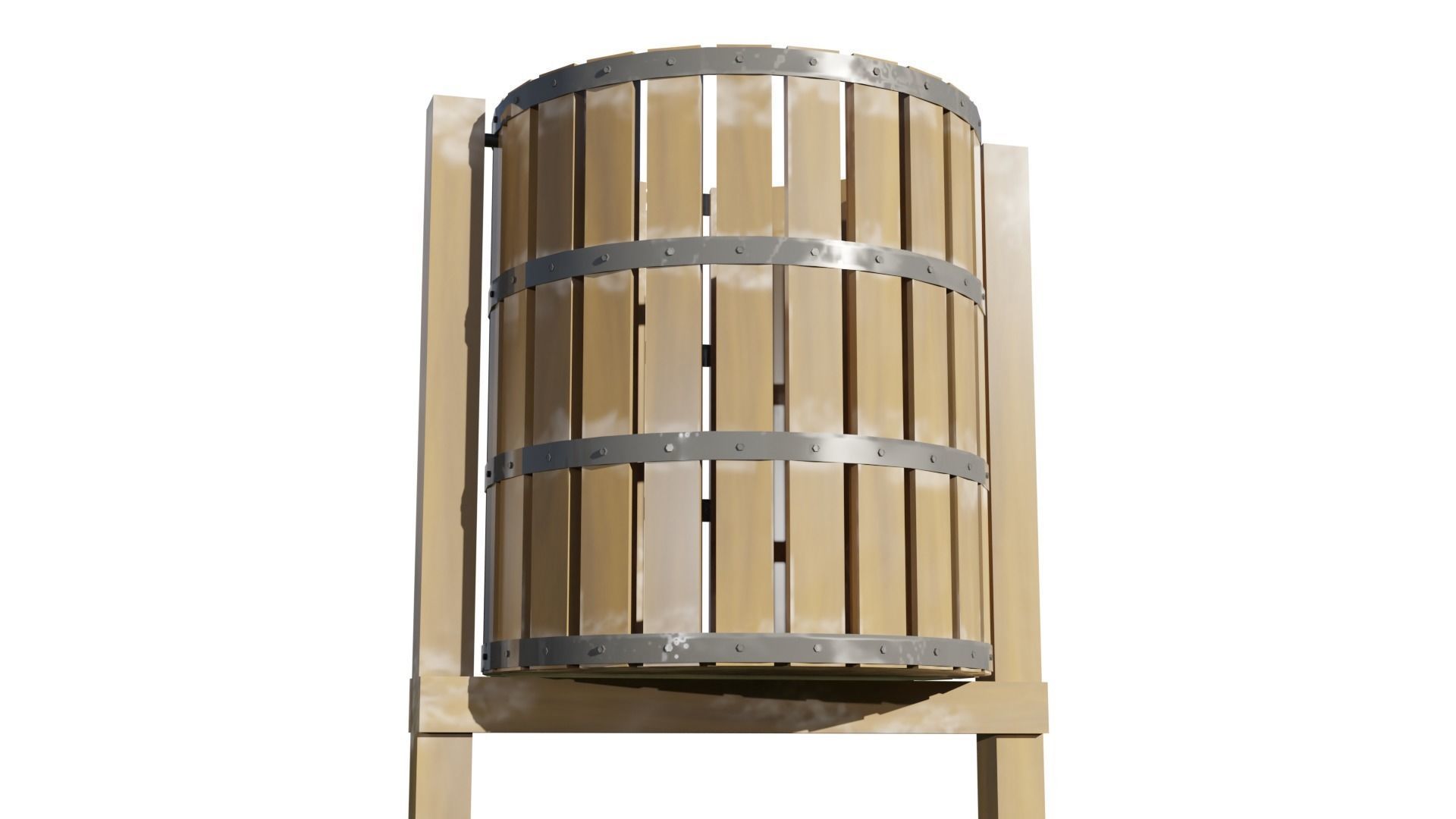 Park Lamp Post - Bench - Trash Low-poly 3D model_36