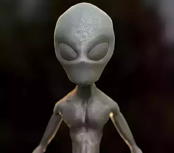 Alien on grassy field