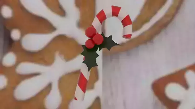 Christmas candy cane Low-poly 3D model