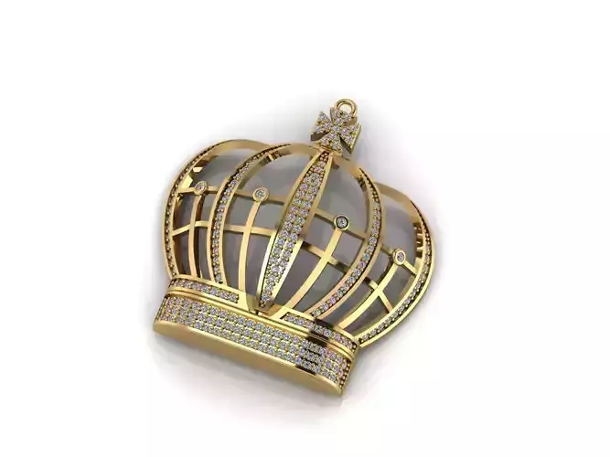 Crown Pendant High Quality Diamond Stone Pendant 3DM - STL