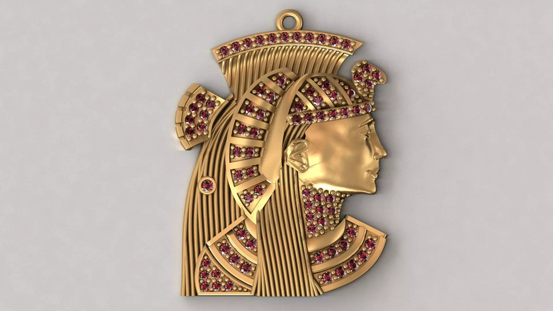 Nefertiti Pendant 3D Model with Royal Diamond Design 3D print model