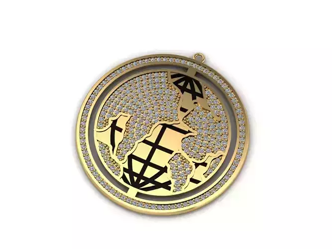 World Pendant High Quality Diamond Stone Pendants 3DM - STL