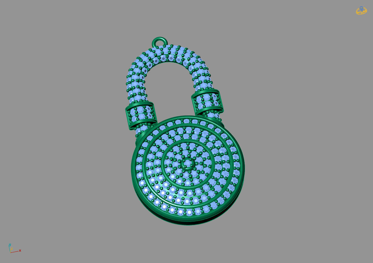 Lock Pendant Diamond Stone Pendants 3DM and STL files details 3D print model_1