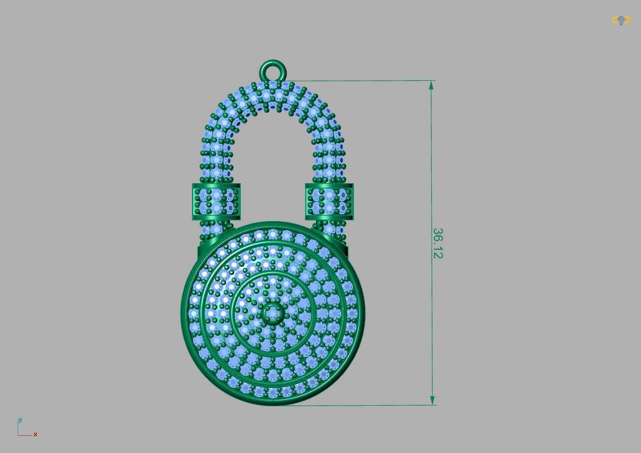 Lock Pendant Diamond Stone Pendants 3DM and STL files details 3D print model_2