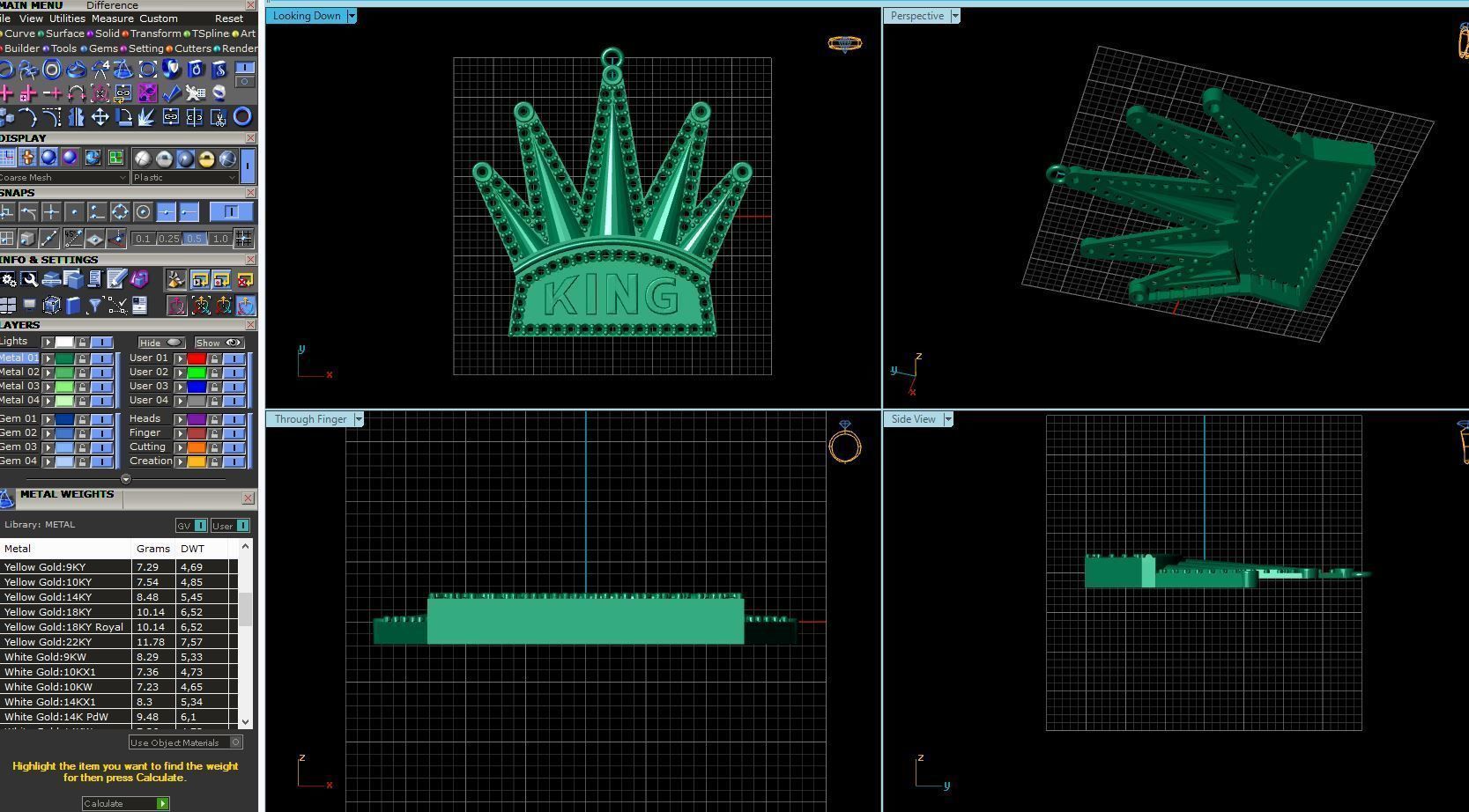 Crown Pendant High Quality Diamond Stone Pendants 3DM - STL 3D print model_6
