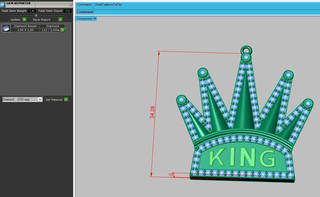 Crown Pendant High Quality Diamond Stone Pendants 3DM - STL 3D print model_5