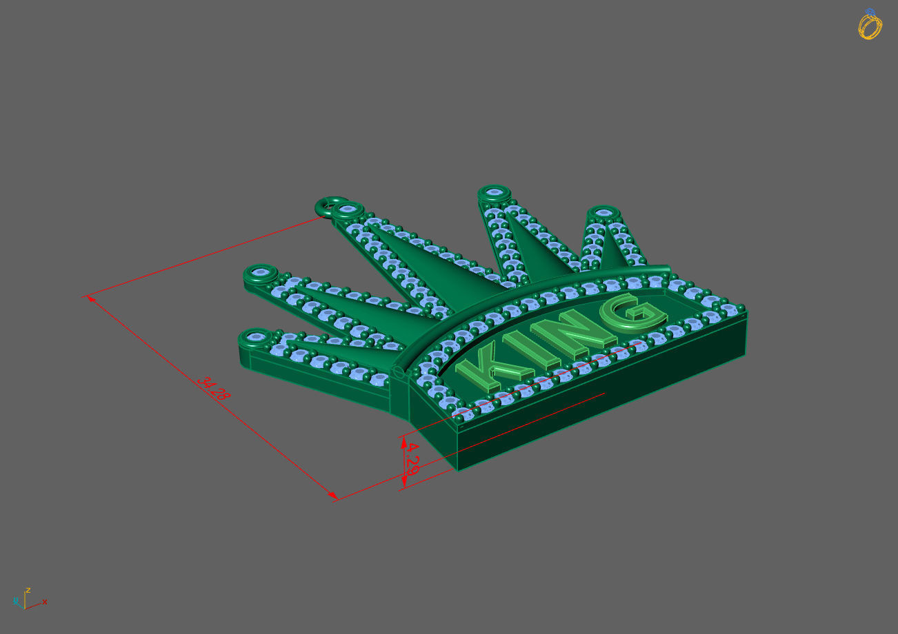 Crown Pendant High Quality Diamond Stone Pendants 3DM - STL 3D print model_4