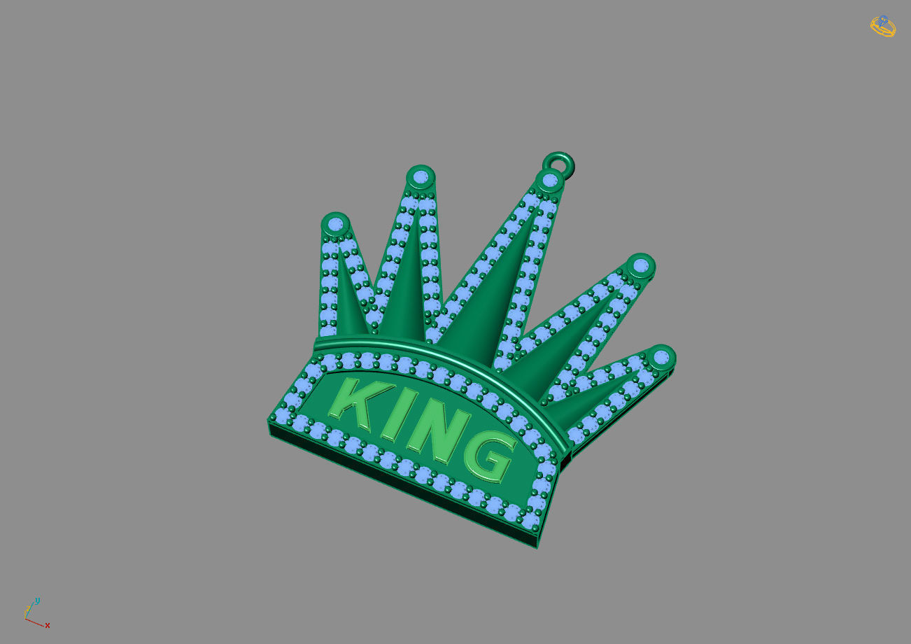 Crown Pendant High Quality Diamond Stone Pendants 3DM - STL 3D print model_1